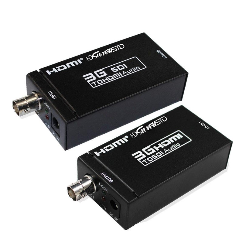HDSUNWSTD 1080P 3G HDMI to SDI BNC Converter + SDI to HDMI Converter HDMI SDI/BNC Extender Over Single 100m/328ft Coaxial Cables - Image 1